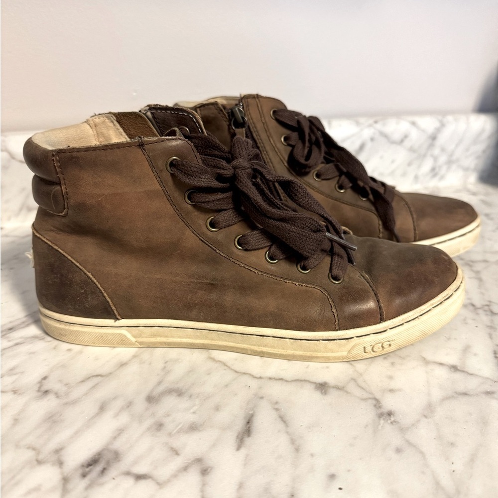 UGG Women’s Gradie Trainer Brown High-Top Sneakers Size 7.5 - Picture 3 of 10